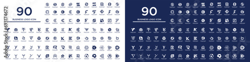 Set of collection 90 corporate business design element vector icon idea with creative concept style photo