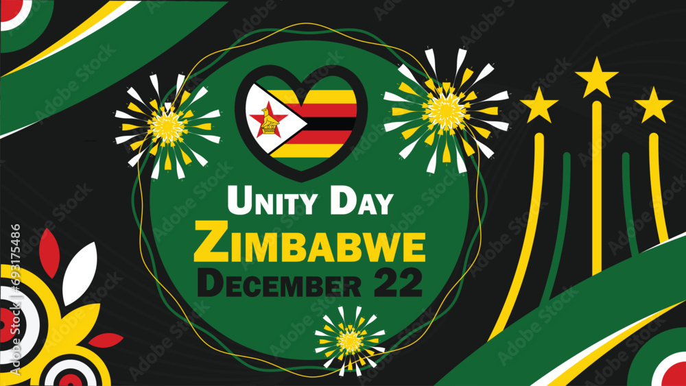 Fototapeta premium Unity Day Zimbabwe vector banner design. Happy Unity Day Zimbabwe modern minimal graphic poster illustration.