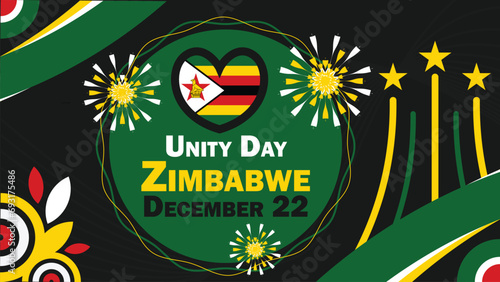 Unity Day Zimbabwe vector banner design. Happy Unity Day Zimbabwe modern minimal graphic poster illustration.
