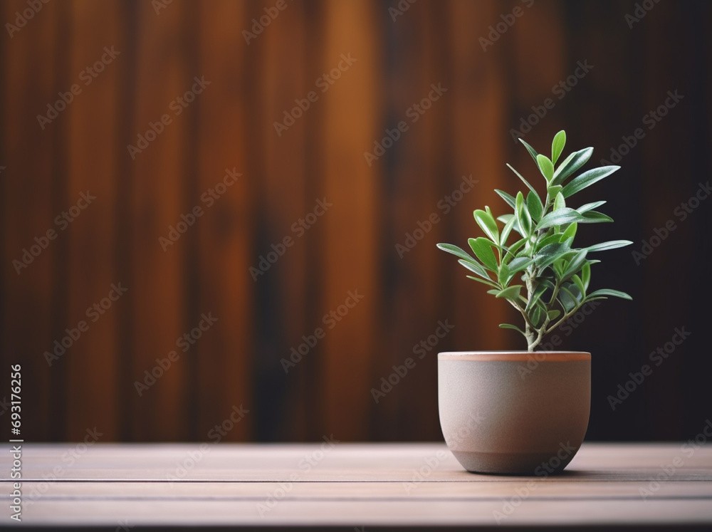 plant on the wooden background flat layout plant on the wooden background flat layout