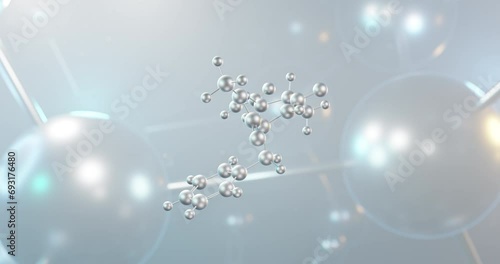 Aspartame rotating 3d molecule, molecular structure of sugar substitute, seamless video photo