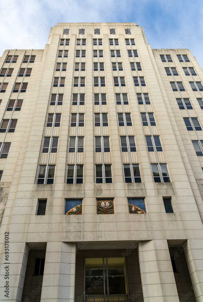 Art Deco style decoration using Magnolia flower on government building in Baton Rouge, the state capital of Louisiana Art Deco style decoration using Magnolia flower on government building in Baton Rouge, the state capital of Louisiana