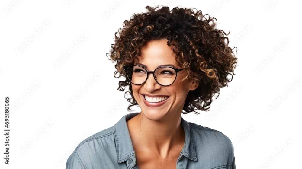 Happy young woman looking at camera. Portrait of beautiful female smiling and relaxing