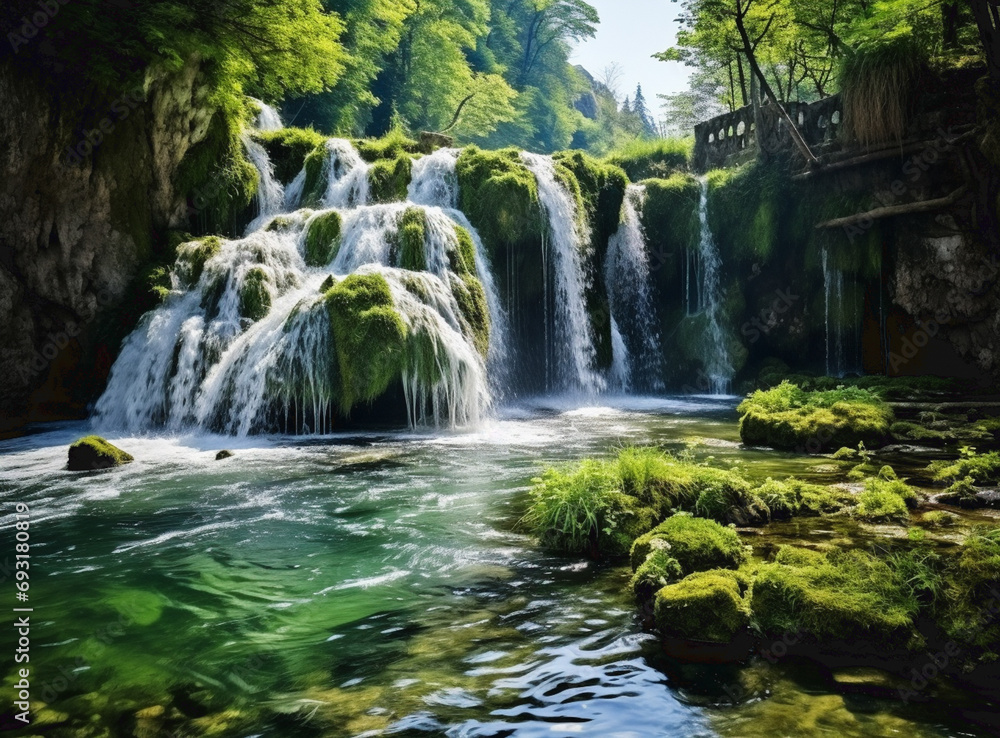 Beautiful waterfall in forest water natural