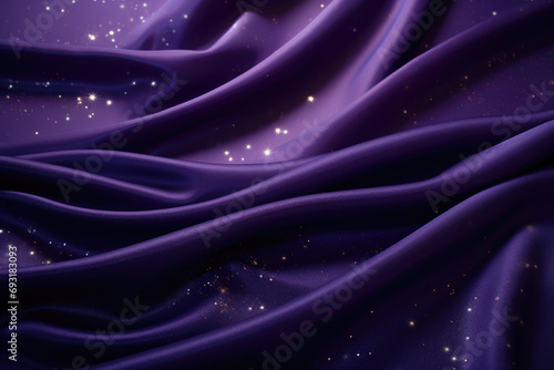 Majestic Purple Silk with Glistening Star Patterns - Enchanting 3D Composition