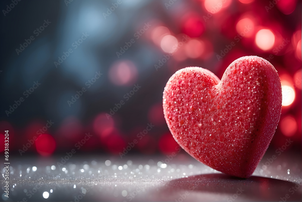Red heart isolated on a valentines romantic background with copy space, generative AI