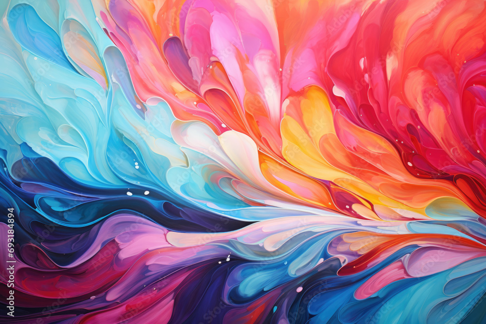 A swirling, vibrant blend of colors in an abstract painting. A swirling, vibrant blend of colors in an abstract painting.