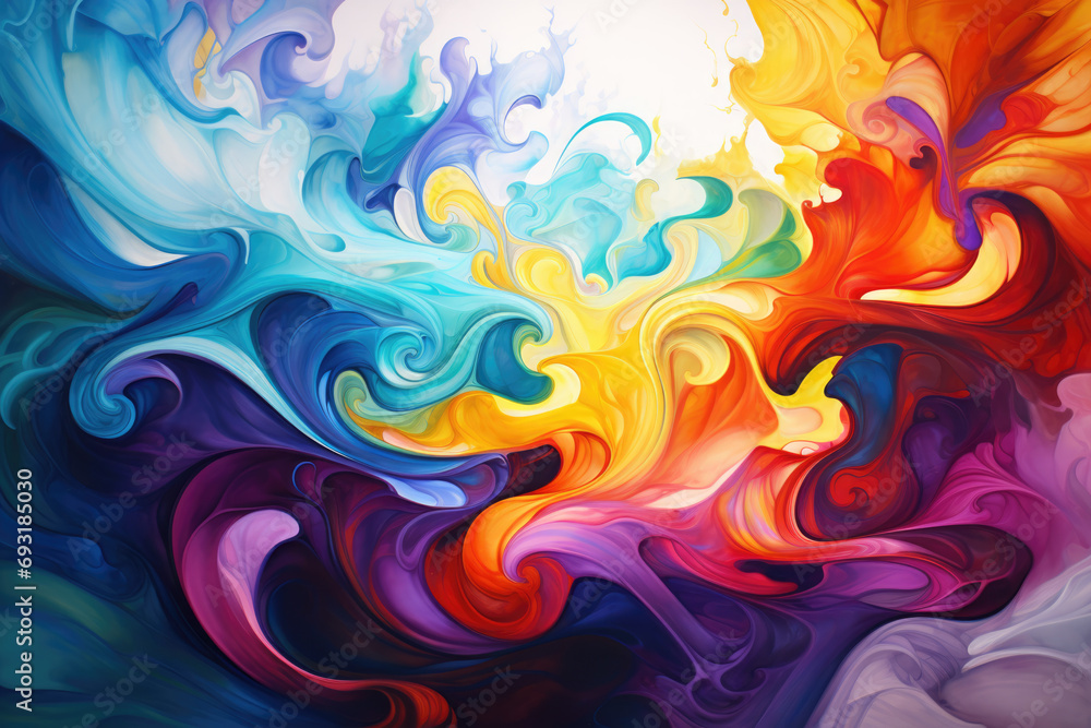 A swirling, vibrant blend of colors in an abstract painting. A swirling, vibrant blend of colors in an abstract painting.