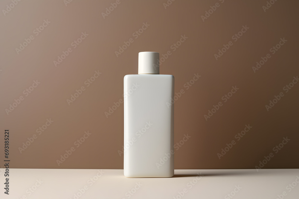 White empty shampoo bottle mock up in modern bathroom interior White empty shampoo bottle mock up in modern bathroom interior