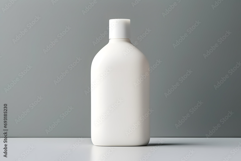 White empty shampoo bottle mock up in modern bathroom interior White empty shampoo bottle mock up in modern bathroom interior
