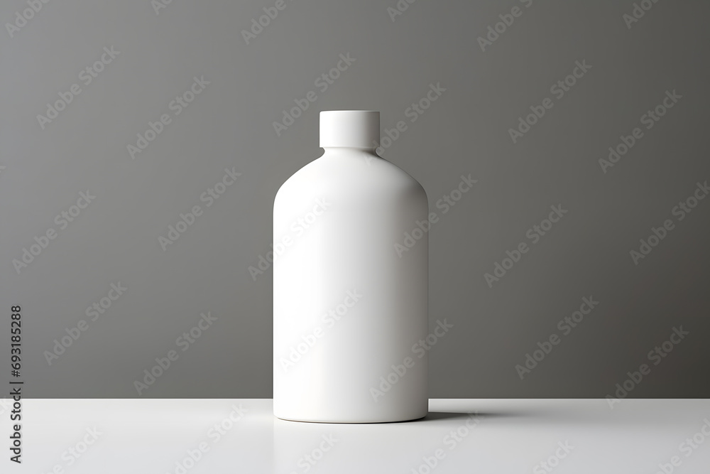 White empty shampoo bottle mock up in modern bathroom interior White empty shampoo bottle mock up in modern bathroom interior