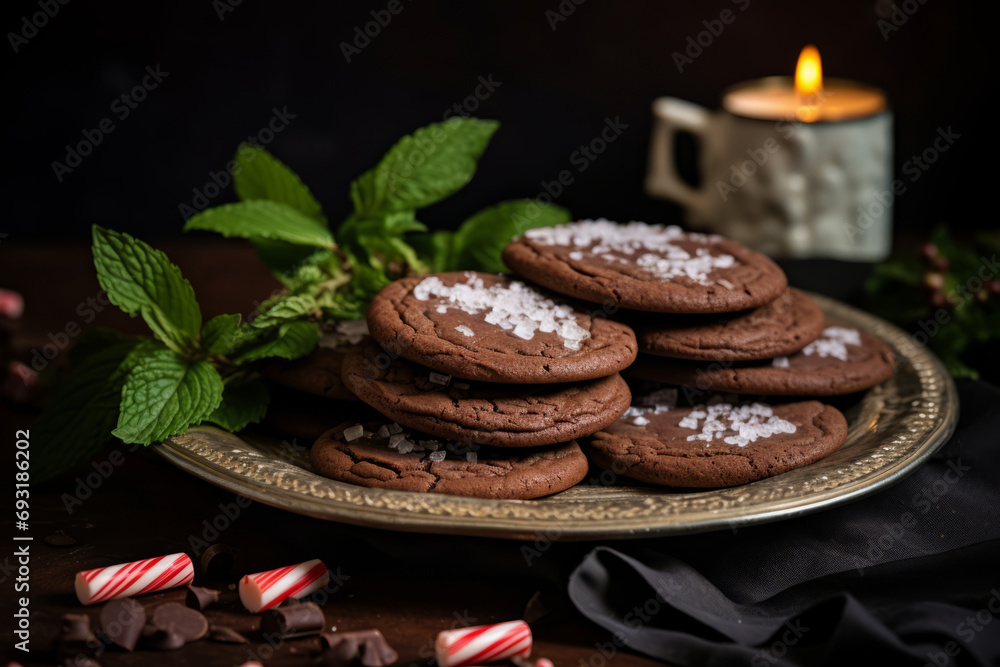 Fresh homemade chocolate chip cookies. Chocolate brownie cookies. Homemade pastry. Generative AI Fresh homemade chocolate chip cookies. Chocolate brownie cookies. Homemade pastry. Generative AI