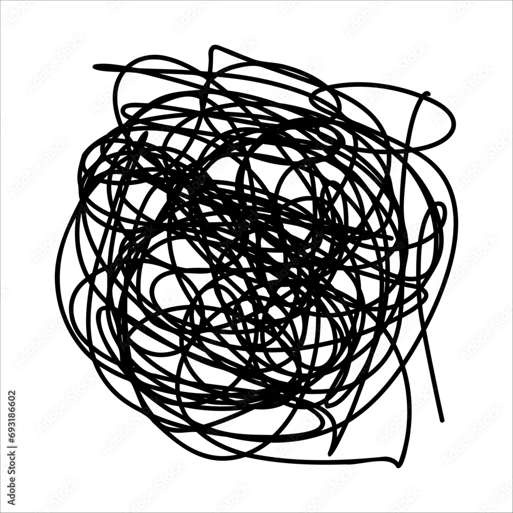 Scribble chaotic twisted line. Doodle chaotic twisted thin line, curls, swirl, twirl, flourishes, chaotic lines. Simple vintage chaotic twisted line element isolated on white. Hand drawn chaos line Scribble chaotic twisted line. Doodle chaotic twisted thin line, curls, swirl, twirl, flourishes, chaotic lines. Simple vintage chaotic twisted line element isolated on white. Hand drawn chaos line