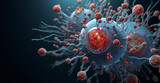 medical concept - immune system attack a bacterial at a infection. Under the microscope- background macro for scientific 