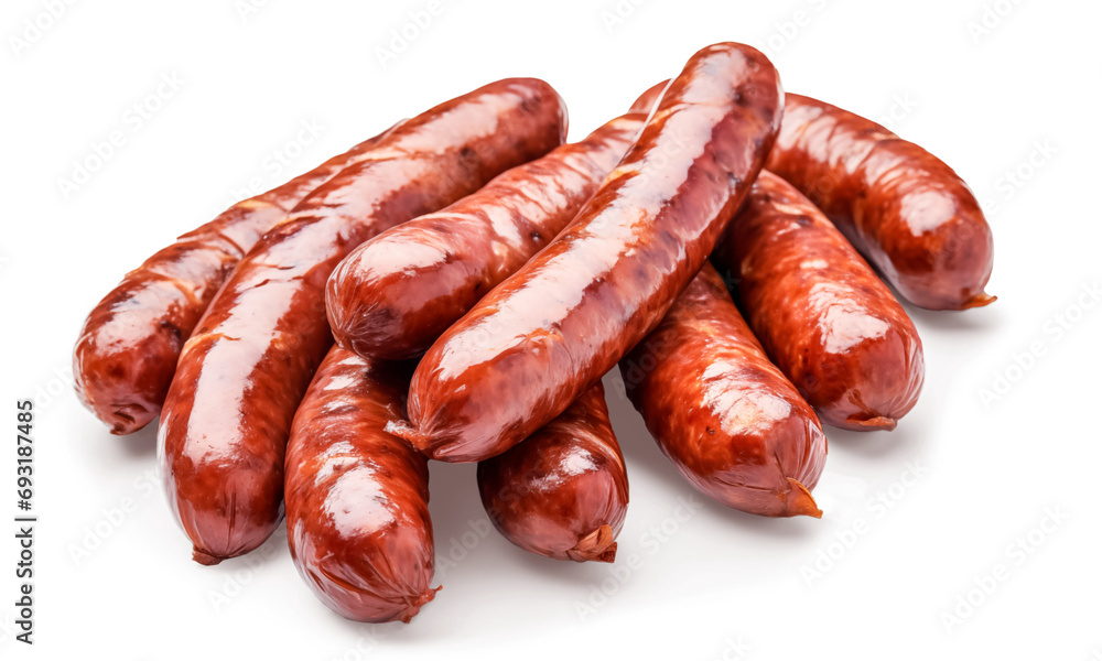 Grilled bratwurst Pork Sausages, bbq sausages, isolated on white transparent background. png
