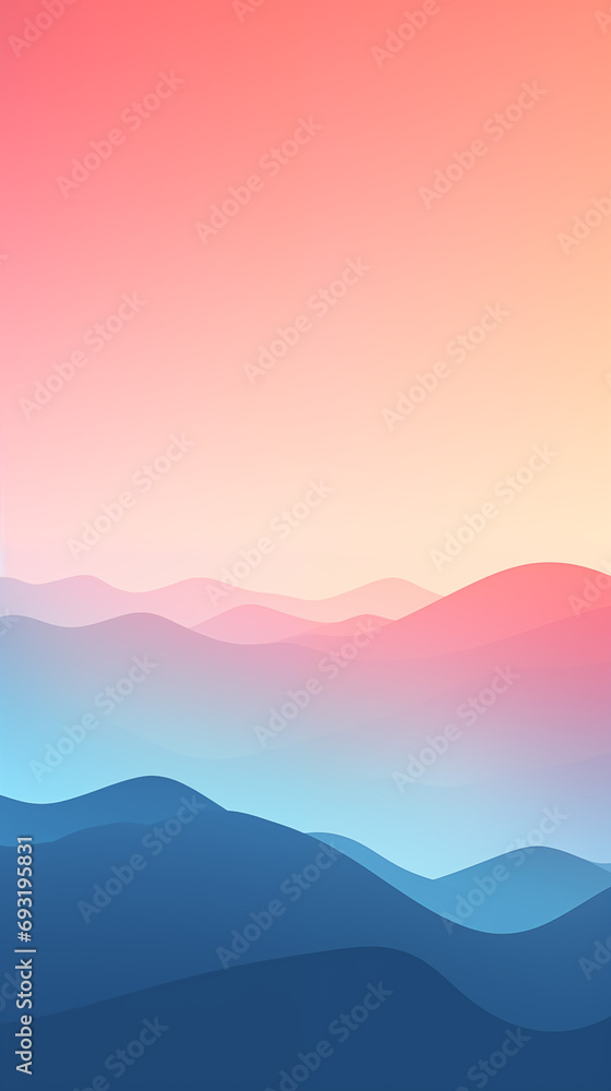 Pastel gradient mountain wallpaper. Minimalistic style.
