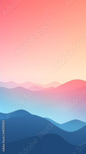 Pastel gradient mountain wallpaper. Minimalistic style.