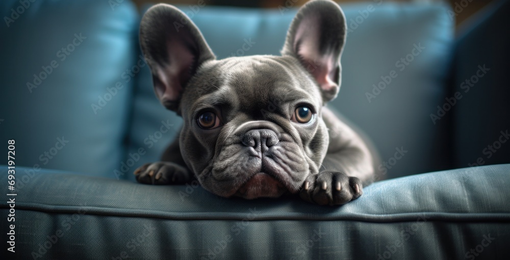 french bulldog laying down on a couch