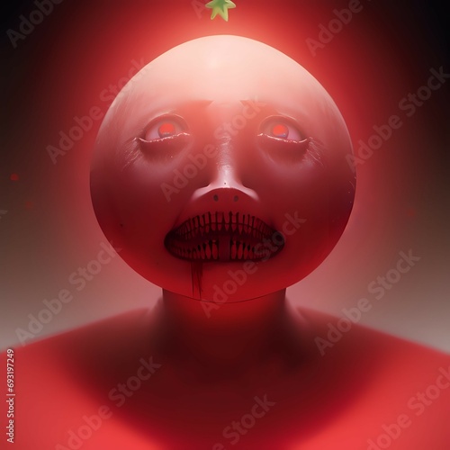 3d render of a person with a ball shaped head photo