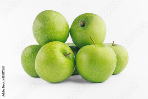 Fresh green apple isolated on white background. Clipping path.