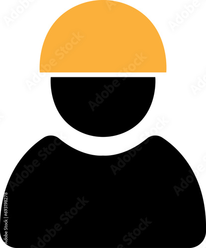 Worker in a helmet. Simple icon set. Flat style element for graphic design. Vector EPS10 illustration