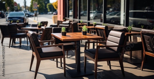 table and chairs for a restaurant in a parking lot © ArtCookStudio