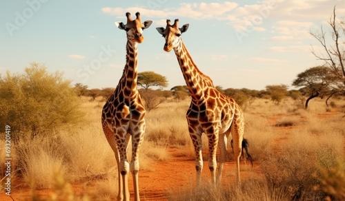 two giraffes in an arid wilderness