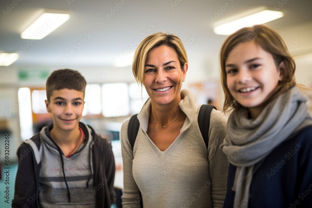 Educational Smiles: Teacher and Pupils Share Joy in Classroom Educational Smiles: Teacher and Pupils Share Joy in Classroom