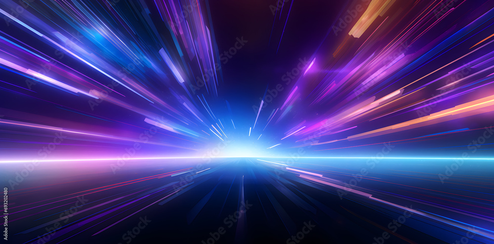 Naklejka premium Abstract Speed light trails effect, fast moving neon futuristic technology background
