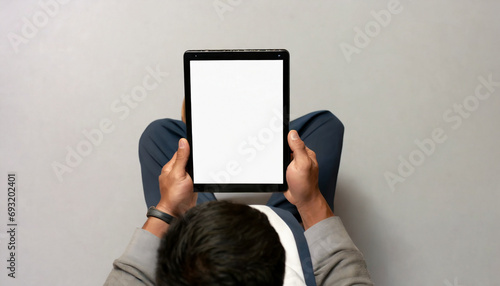 man hold tablet, bussines concept photo