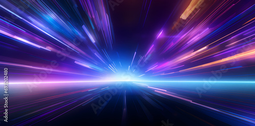 Fototapeta Naklejka Na Ścianę i Meble -  Abstract Speed light trails effect, fast moving neon futuristic technology background