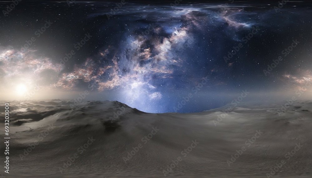 360 degree equirectangular projection space background with nebula and stars environment map hdri spherical panorama