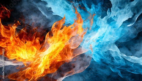 abstract fire and ice element against each other background hot and cold illustration