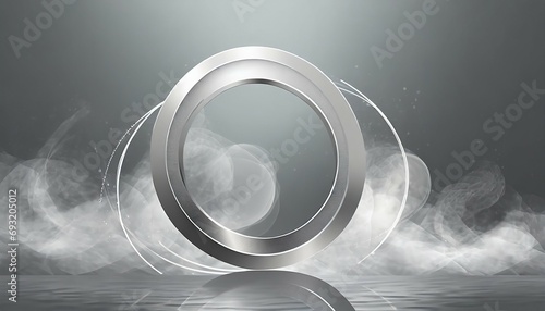 silver circle with shadow on smoke grey background shiny silver circle for any shinning luxury product package graphic generative ai