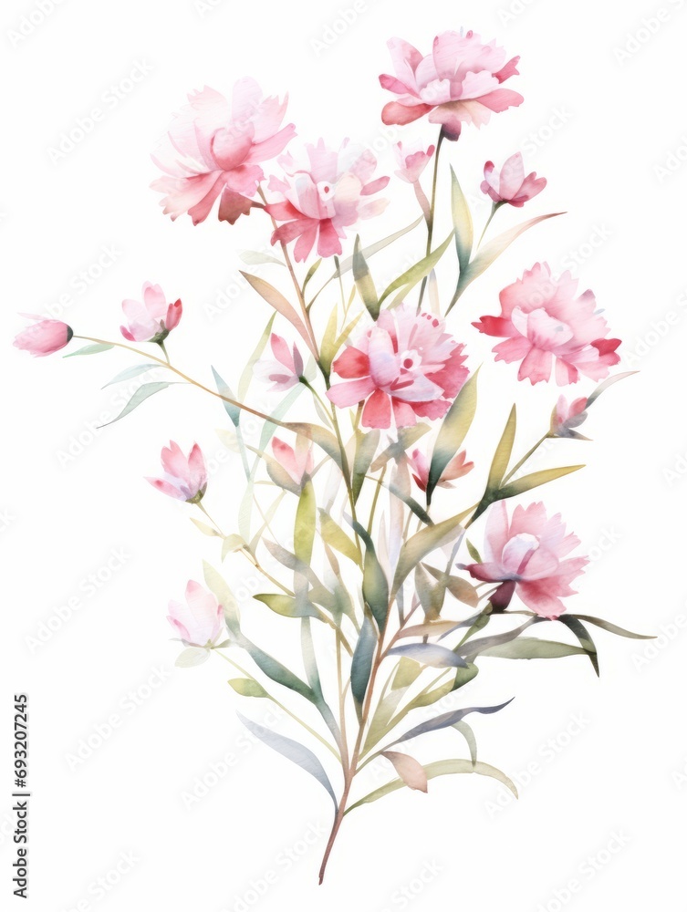 An Elegant Watercolor Painting of a Bouquet of Wax Flowers AI Generated