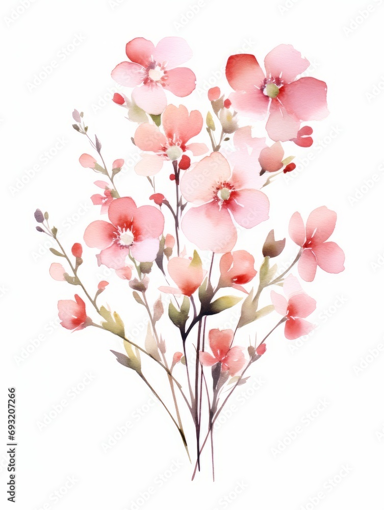 An Elegant Watercolor Painting of a Bouquet of Wax Flowers AI Generated