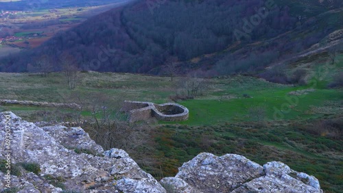 Trap to hunt Wolves (Canis lupus) in the Valcabado Viewpoint in the Covalagua Natural Space. LAS LORAS GEOPARK. UNESCO. Pomar de Valdivia. Palencia. Castile and Leon. Spain. Europe photo