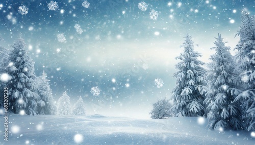 winter background with snowflakes christmas background with heavy snowfall snowflakes in the sky © Kelsey
