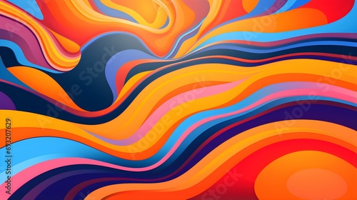 Multicolor Psychedelic Retro 80's Style Backdrop with Vibrant Shapes