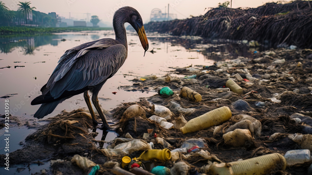 Critical moment: the consequences of pollution for biodiversity - obrazy, fototapety, plakaty 