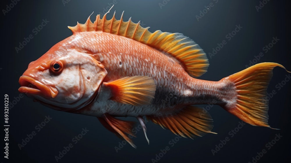 A close up image of a fish with scales and fins, suitable for