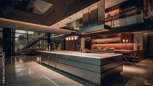 A mesmerizing HD shot of a modern kitchen, where stainless steel appliances take center stage, elevating the space into a realm of contemporary luxury.