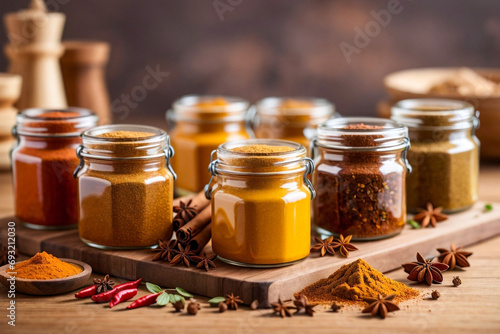 spices and herbs in jars