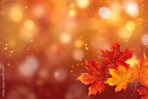 Autumn symphony, Yellow leaves in a puddle on bokeh background, a dynamic composition with text and design space, evoking the essence of fall in stock photos. © Людмила Мазур