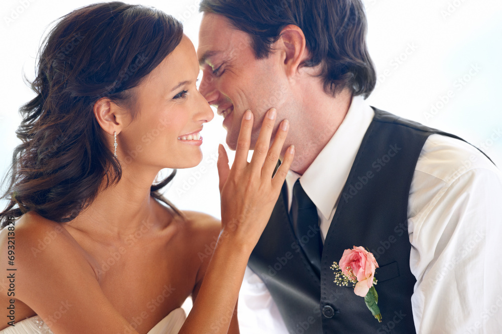 Couple, smiling and wedding day with happiness, ceremony and commitment for husband and wife. Love, trust and celebration for marriage, beautiful and young for romantic union, married and hug Couple, smiling and wedding day with happiness, ceremony and commitment for husband and wife. Love, trust and celebration for marriage, beautiful and young for romantic union, married and hug