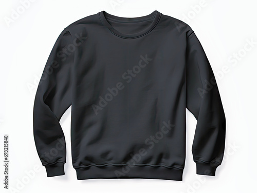 a beautiful black sweatshirt without graphics lying on a white background