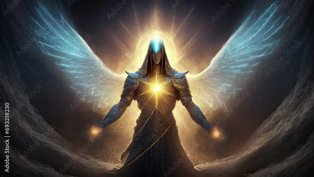 The Metatron. Ancient Archangel with large wings and flaming energy in ...