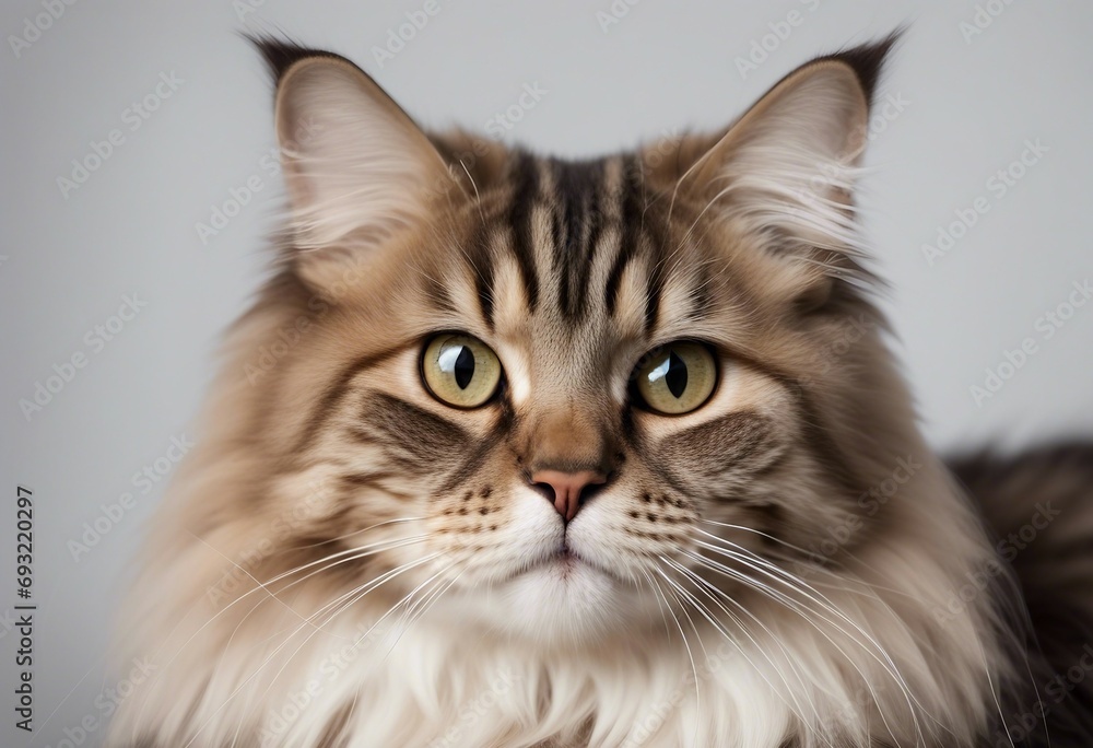 Siberian cat close up isolated on white background