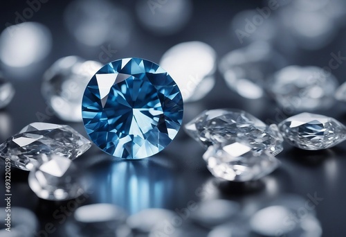 Light blue 45 carat diamonds jewelry isolated on a blurred background