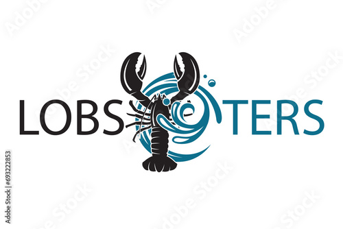 seafood image with lobster isolated on white background